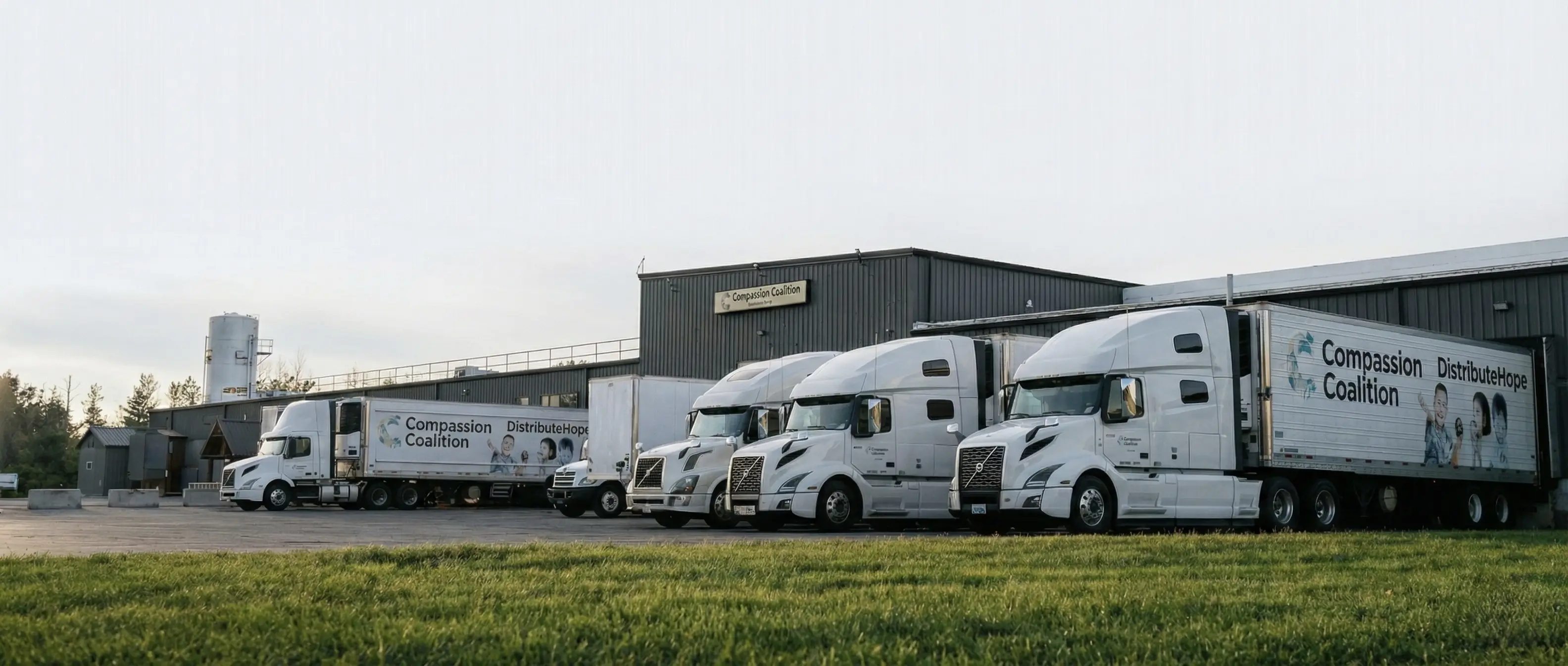 Compassion Coalition trucks and warehouse